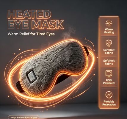 Máscara de Olhos Aquecida Ajustável 35-55°C, Máscara de Olhos Aquecida Portátil de Aquecimento Rápido Recarregável, Máscara de Olhos Elétrica de Tecido Malha Macio Equipado com Bolsa de Armazenamento para Viagens e Relaxamento Diário dos Olhos