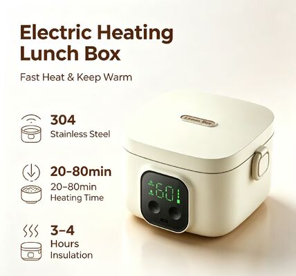 Caixa de Almoço Elétrica USB com Aquecimento, Aquecedor de Alimentos Portátil em Aço Inoxidável 304, Recipiente de Aquecimento de Alimentos com Temperatura Ajustável de 500ml, Isolamento de 3-4H para Piquenique, Acampamento e Viagens de Carro