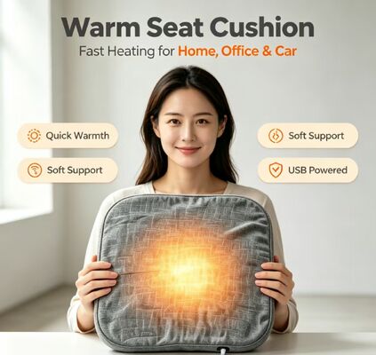 Almofada de aquecimento de grafeno leve com 3cm de espessura, aquecimento USB de 3 velocidades, adequada para diferentes cadeiras domésticas e de escritório