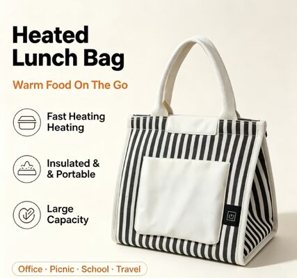 Saco de almoço aquecido portátil USB, aquecimento rápido aquecedor de alimentos elétrico com 3 modos de temperatura, peso leve 0.295KG Tote térmico para escritório, escola e exterior