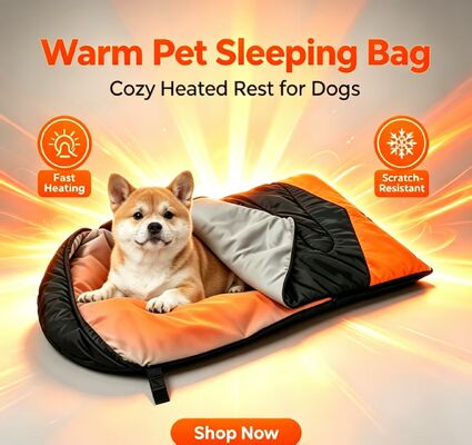 Saco de Dormir Aquecido Portátil Dobrável para Cães, Fácil de Transportar e Guardar, Temperatura Ajustável de 3 Níveis, Resistente à Água e Arranhões, Saco de Dormir para Animais de Estimação Certificado CE FCC ROHS