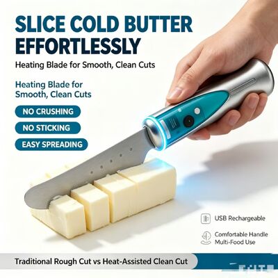 Faca de Aquecimento de Manteiga Inteligente Atacado, Cortador de Manteiga Elétrico de Aço Inoxidável à Prova d'Água com Sensor de Toque, CE FCC RoHS, Suporte OEM ODM Logotipo Personalizado