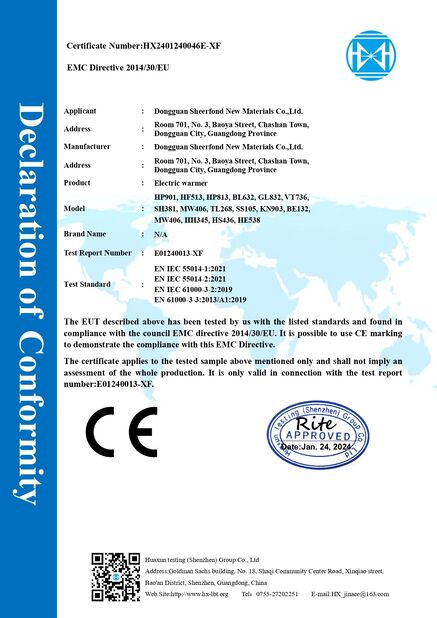 China Dongguan Sheerfond New Materials Co., Ltd. Certificações